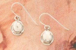Genuine White Buffalo Turquoise Sterling Silver Earrings